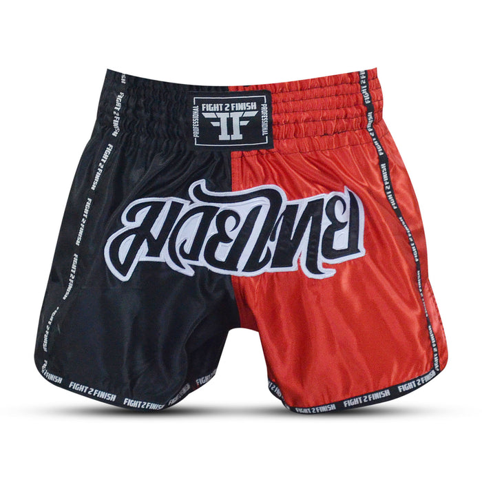 FIGHT 2 FINISH RED/BLACK ELITE THAI SHORTS