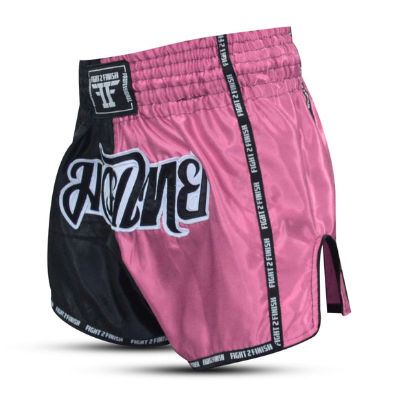 FIGHT 2 FINISH PINK/BLACK ELITE THAI SHORTS