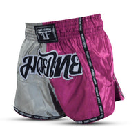 FIGHT 2 FINISH SILVER/FLU PINK ELITE THAI SHORTS