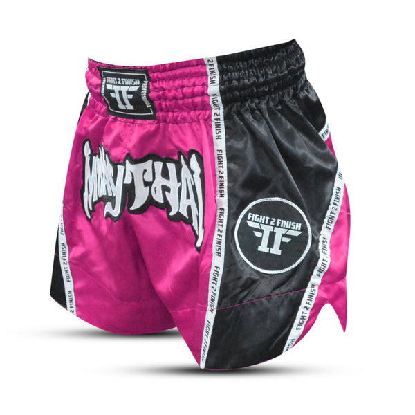 FIGHT 2 FINISH FLU PINK ELITE THAI SHORTS