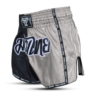 FIGHT 2 FINISH SILVER/BLACK ELITE THAI SHORTS