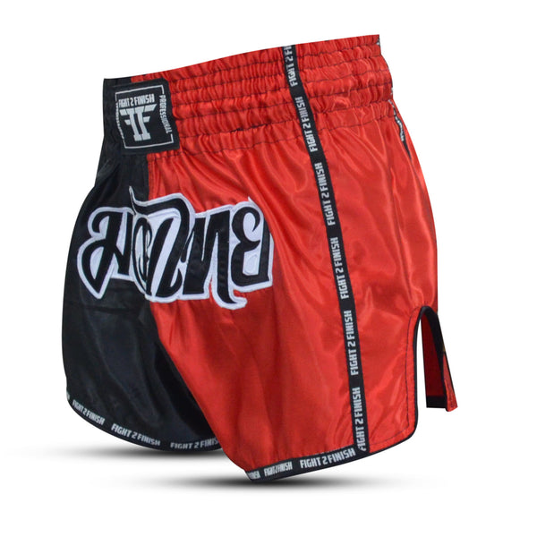 FIGHT 2 FINISH RED/BLACK ELITE THAI SHORTS