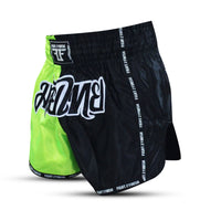 FIGHT 2 FINISH FLU GREEN/BLACK ELITE THAI SHORTS