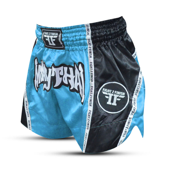 FIGHT 2 FINISH SKY BLUE ELITE THAI SHORTS