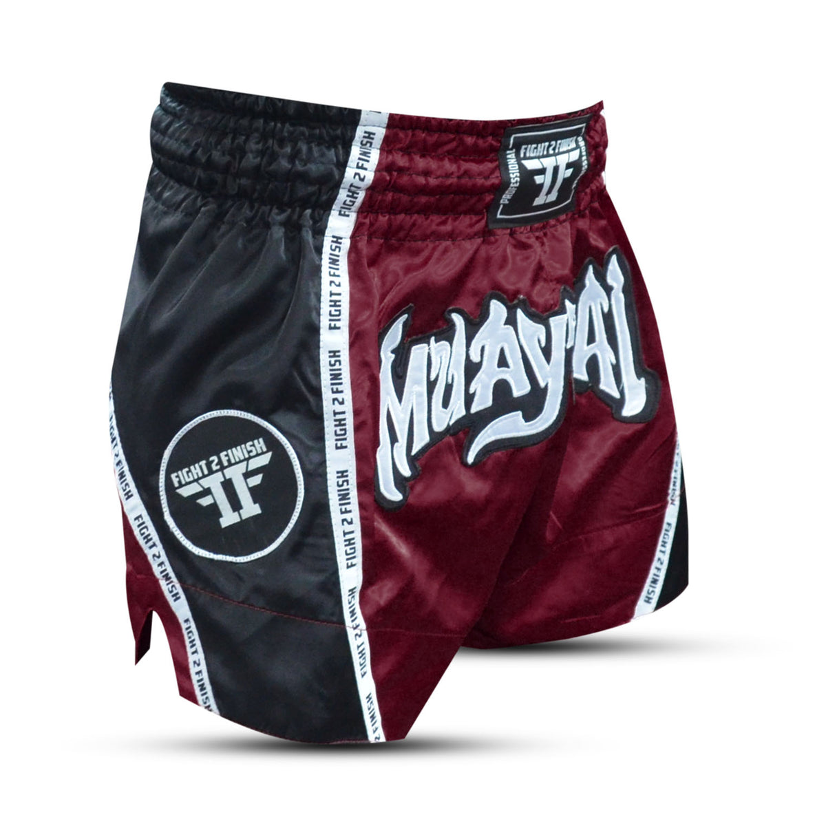 FIGHT 2 FINISH BURGUNDY ELITE THAI SHORTS