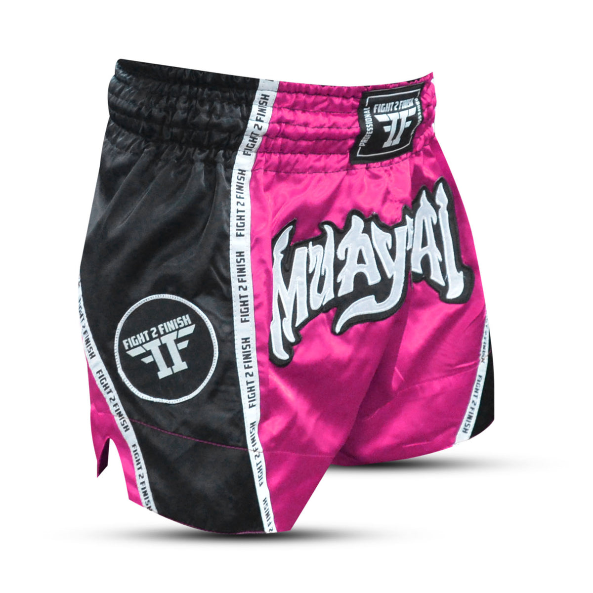 FIGHT 2 FINISH FLU PINK ELITE THAI SHORTS