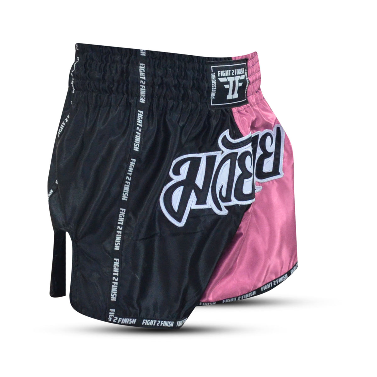 FIGHT 2 FINISH PINK/BLACK ELITE THAI SHORTS