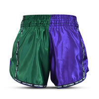 FIGHT 2 FINISH PURPLE/GREEN ELITE THAI SHORTS