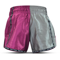 FIGHT 2 FINISH SILVER/FLU PINK ELITE THAI SHORTS