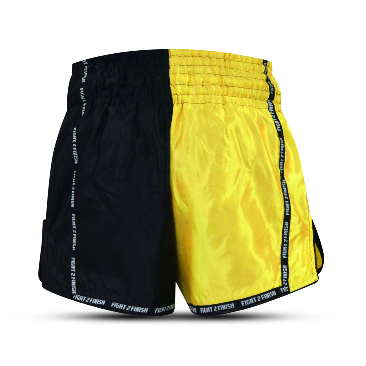 FIGHT 2 FINISH YELLOW/BLACK ELITE THAI SHORTS
