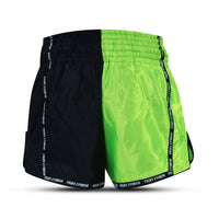 FIGHT 2 FINISH FLU GREEN/BLACK ELITE THAI SHORTS