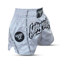 FIGHT 2 FINISH WHITE ELITE THAI SHORTS