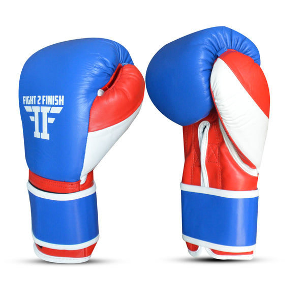 FIGHT 2 FINISH ELITE 2.0 TRAINING GLOVE BLUE/RED/WHT