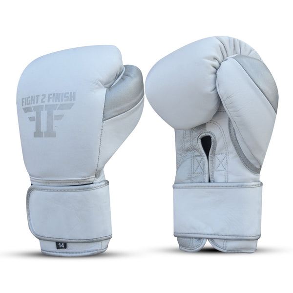 FIGHT 2 FINISH ELITE 2.0 TRAINING GLOVE WHITE/SILVER