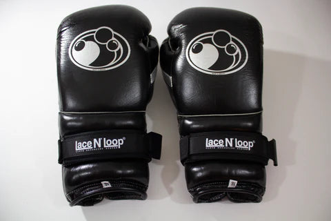 MIDNIGHT BLACK (WHITE LOGO) LACE N LOOP STRAPS (PAIR)