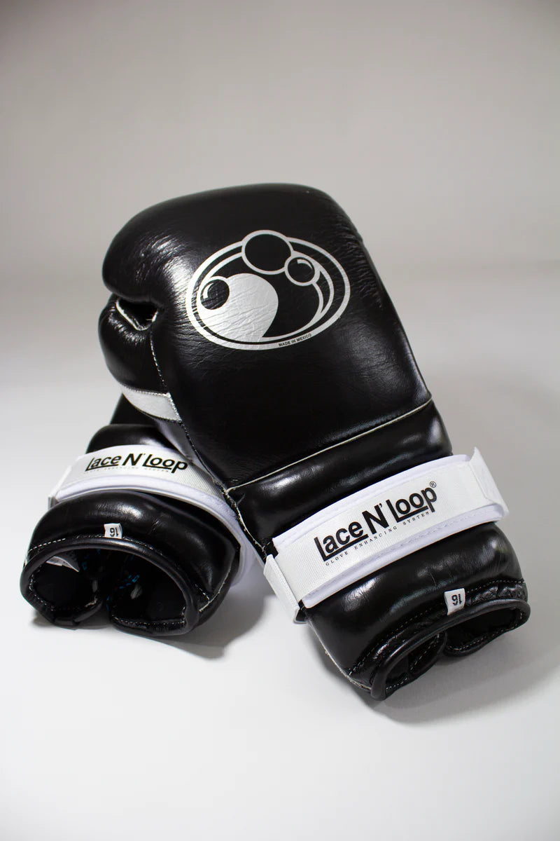 MIDNIGHT BLACK (WHITE LOGO) LACE N LOOP STRAPS (PAIR)