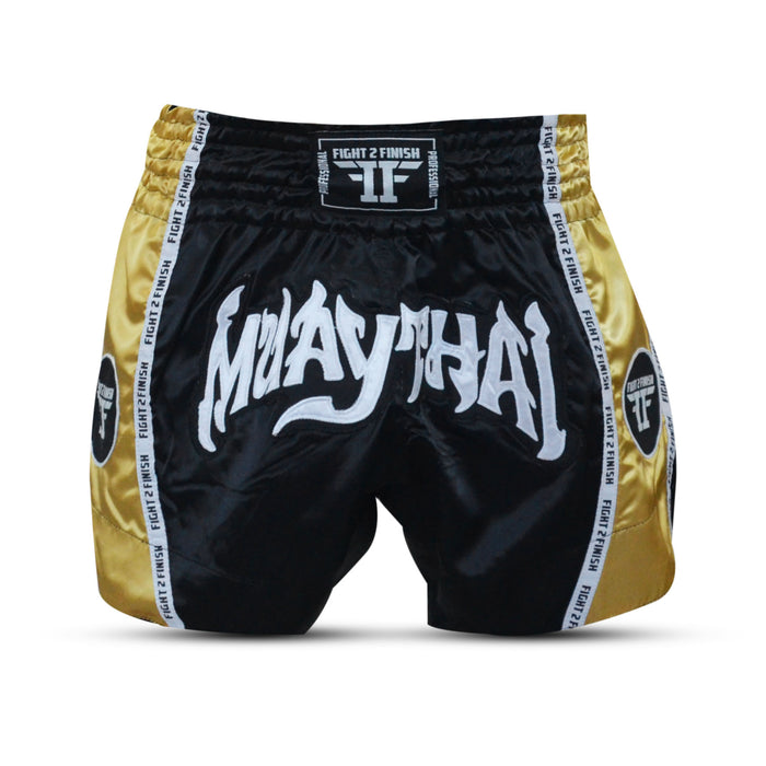 FIGHT 2 FINISH GOLD ELITE THAI SHORTS