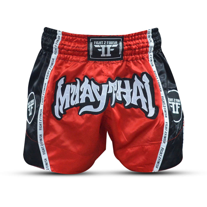 FIGHT 2 FINISH RED ELITE THAI SHORTS