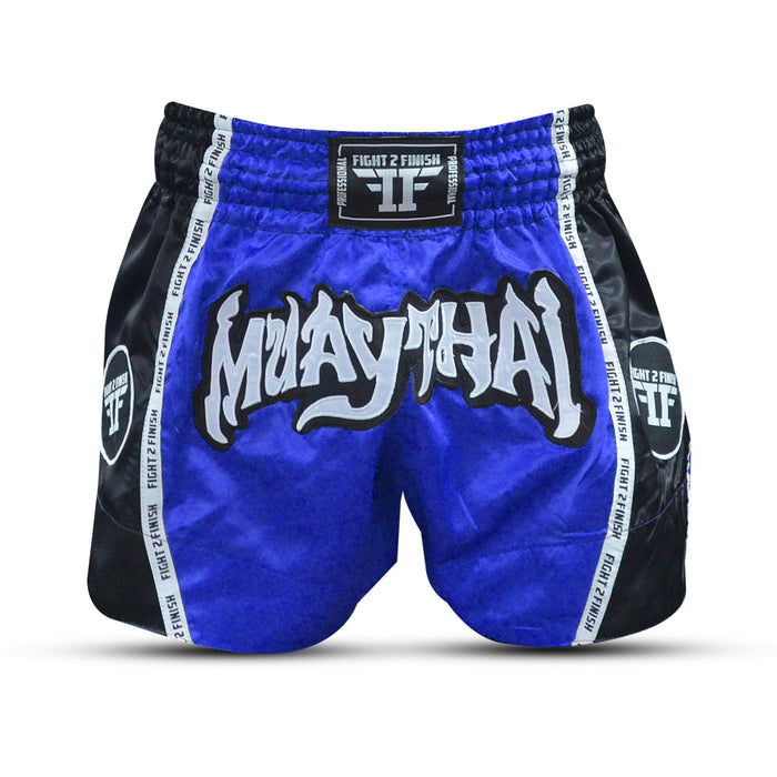 FIGHT 2 FINISH BLUE ELITE THAI SHORTS