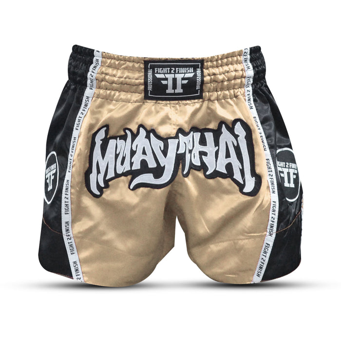 FIGHT 2 FINISH CHAMPAGNE ELITE THAI SHORTS