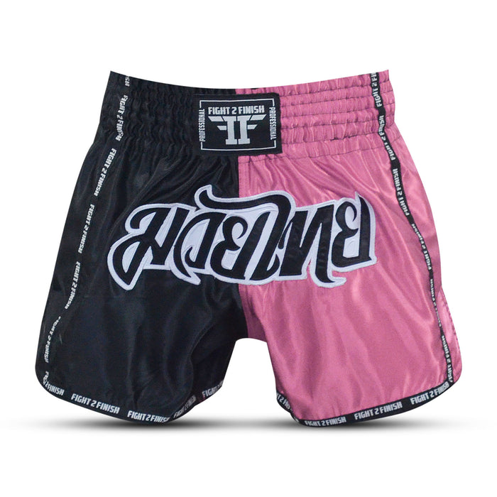 FIGHT 2 FINISH PINK/BLACK ELITE THAI SHORTS