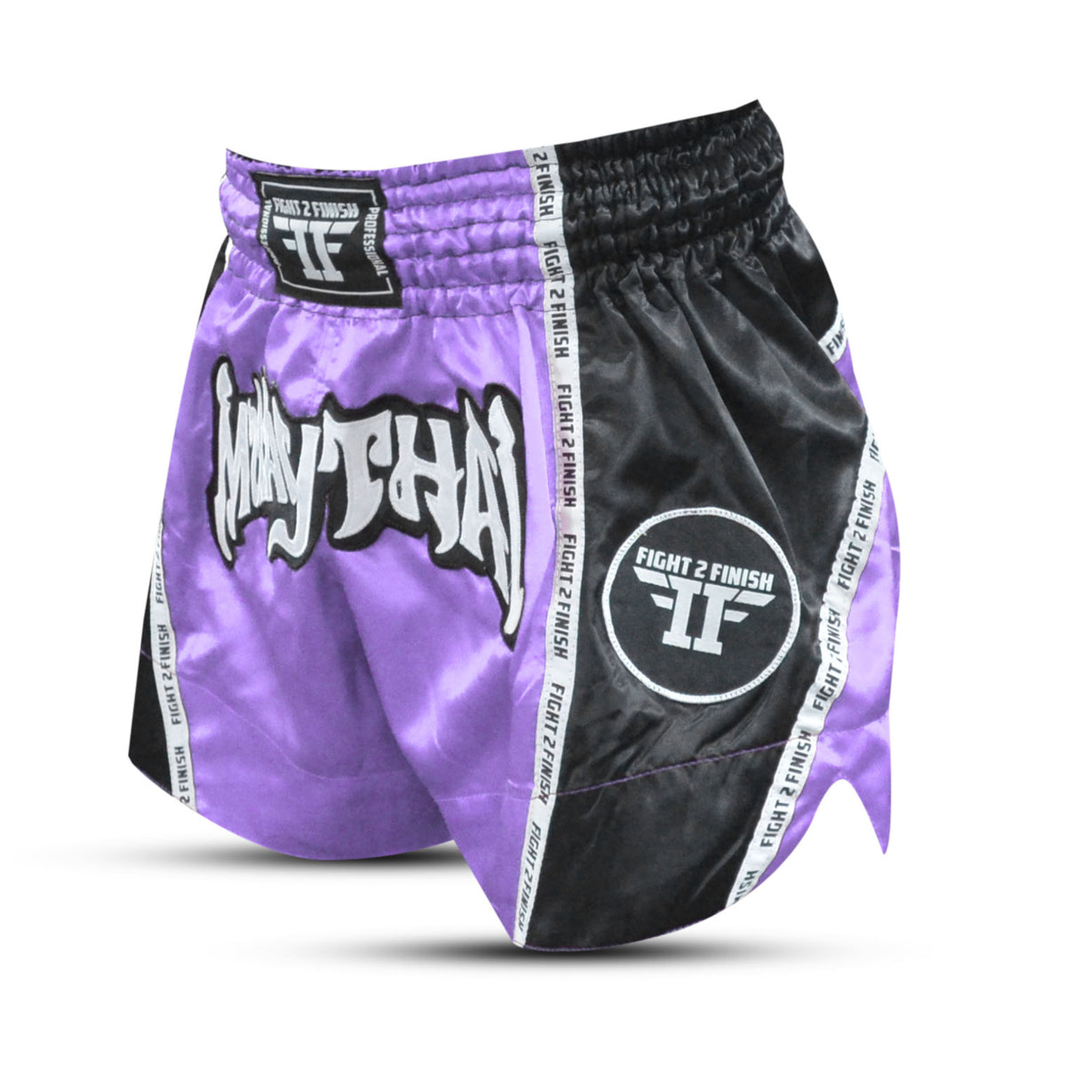 FIGHT 2 FINISH LAVENDER ELITE THAI SHORTS