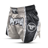 FIGHT 2 FINISH SILVER ELITE THAI SHORTS