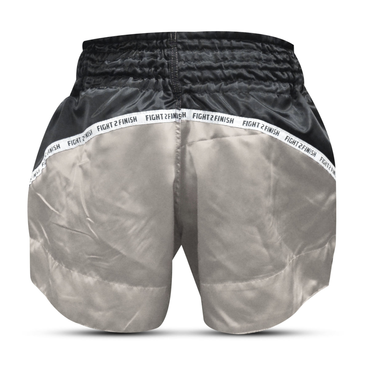 FIGHT 2 FINISH SILVER ELITE THAI SHORTS