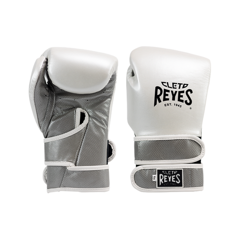 CLETO REYES WHITE PEARL SILVER HERO DOUBLE LOOP BOXING GLOVES