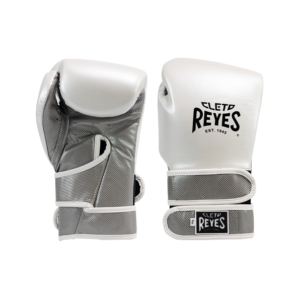 CLETO REYES WHITE PEARL/SILVER HERO DOUBLE LOOP BOXING GLOVES