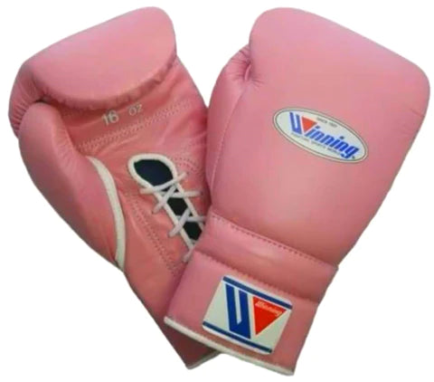 WINNING LACE-UP BOXING GLOVES - PINK