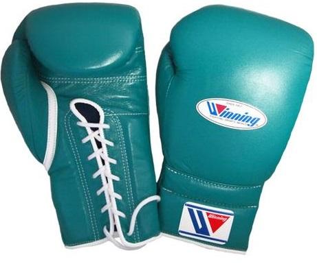 WINNING LACE-UP BOXING GLOVES - GREEN
