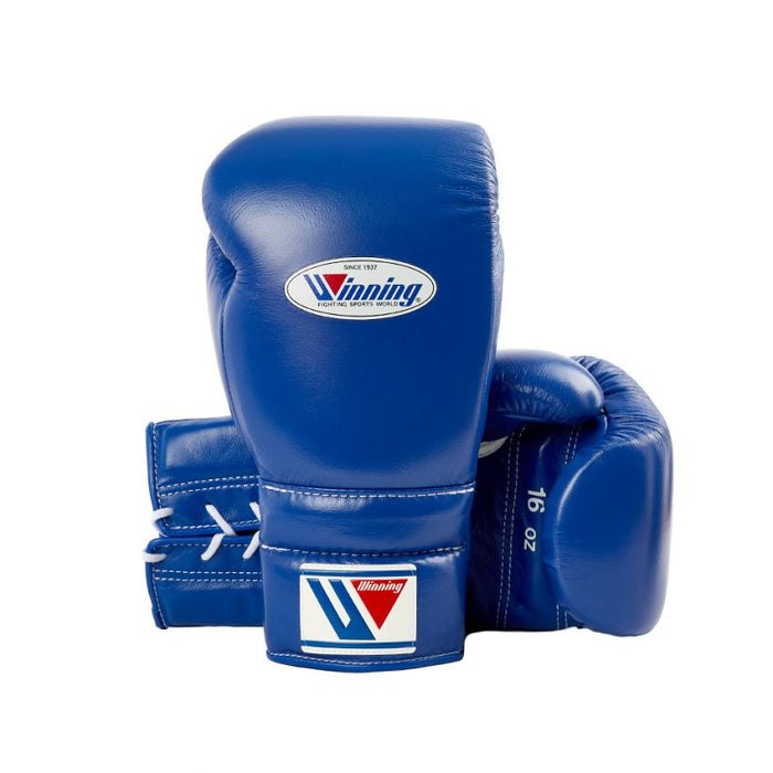 WINNING LACE-UP BOXING GLOVES - BLUE