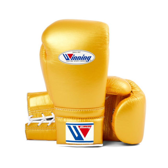 WINNING LACE-UP BOXING GLOVES - GOLD