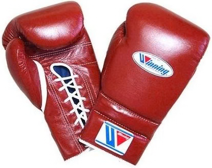 WINNING LACE-UP BOXING GLOVES - MAROON