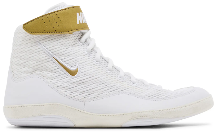Nike Mens Inflict 3 Wrestling Shoes White/Metallic Gold
