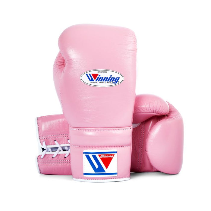 WINNING LACE-UP BOXING GLOVES - PINK