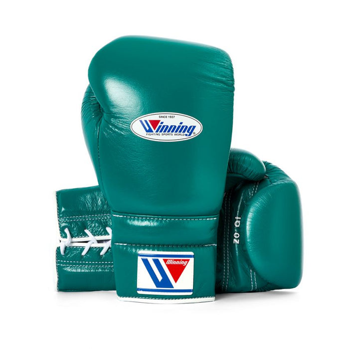 WINNING LACE-UP BOXING GLOVES - GREEN