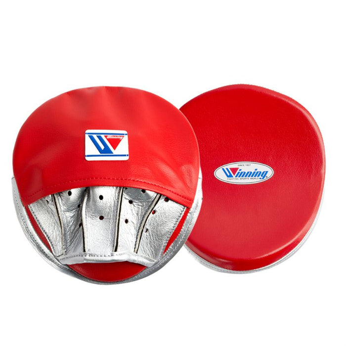 WINNING JAPAN BOXING OVAL CURVED PUNCH MITTS - RED SILVER