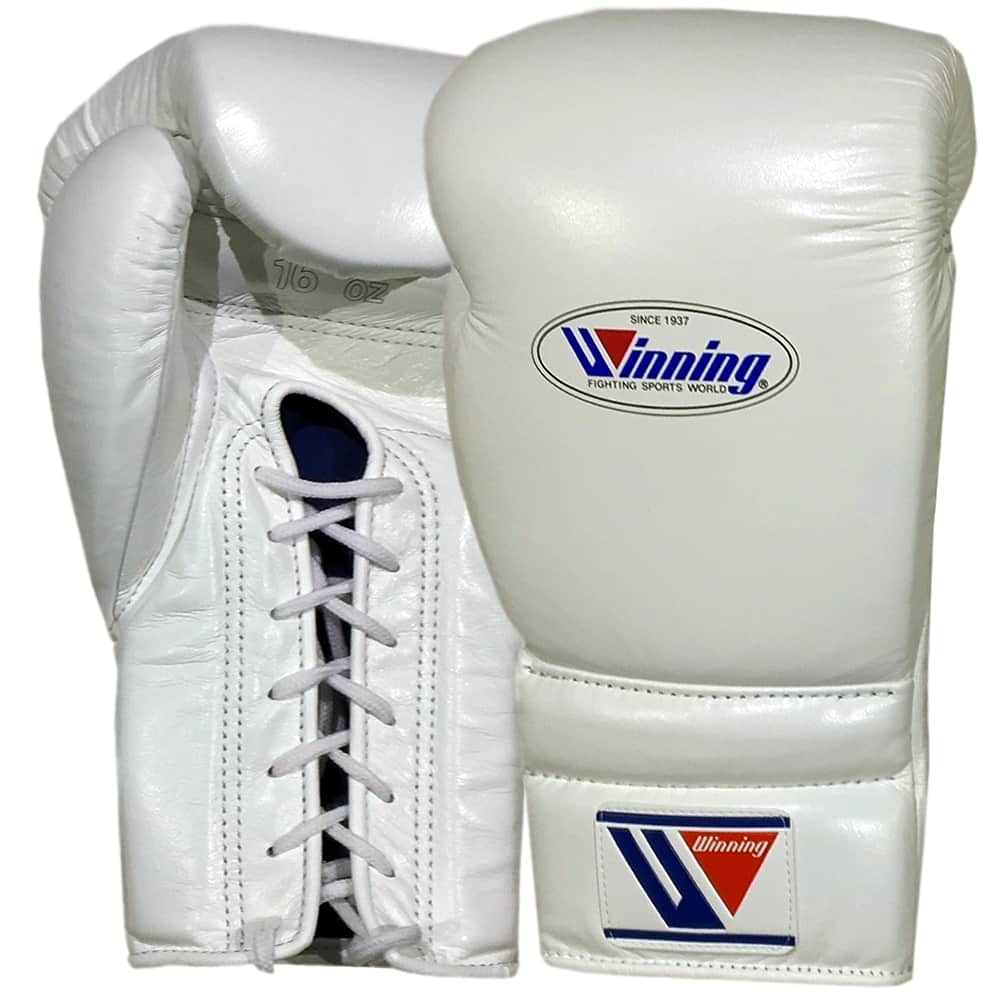 WINNING LACE-UP BOXING GLOVES - WHITE – FIGHT 2 FINISH