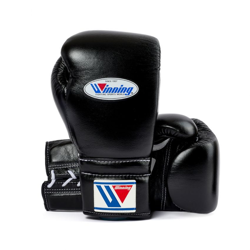 WINNING LACE-UP BOXING GLOVES - BLACK