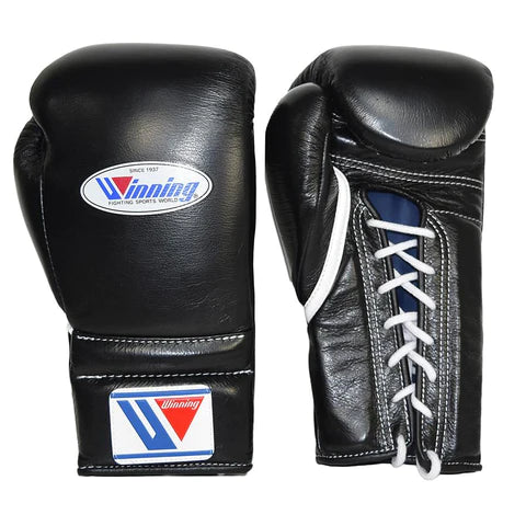 WINNING LACE-UP BOXING GLOVES - BLACK