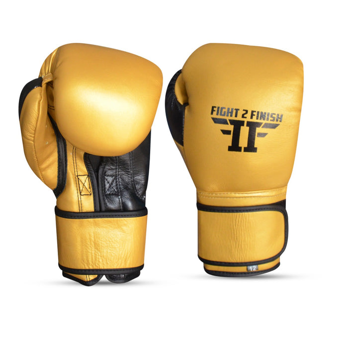 FIGHT 2 FINISH ELITE 2.0 TRAINING GLOVE GOLD/BLACK