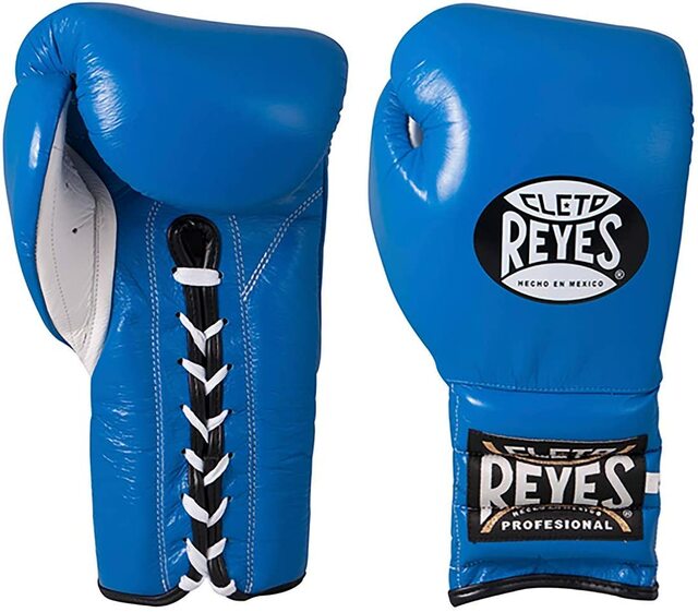 CLETO REYES LACE-UP TRAINING BOXING GLOVES BLUE COLOR – FIGHT 2 FINISH