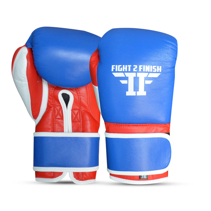 FIGHT 2 FINISH ELITE 2.0 TRAINING GLOVE BLUE/RED/WHT