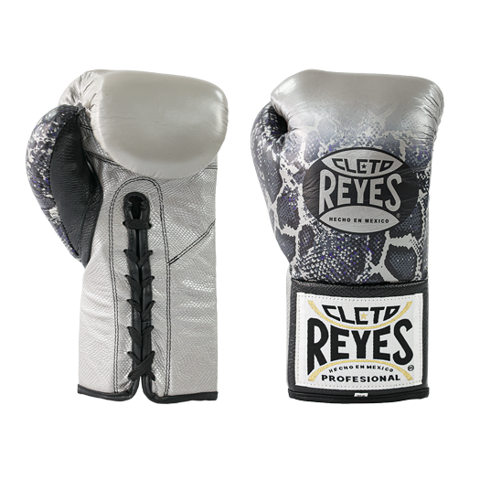 CLETO REYES PROFESSIONAL BOXING GLOVES – SILVER/BLACK STEEL SNAKE