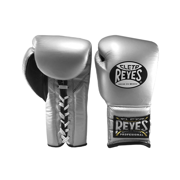 CLETO REYES LACE-UP TRAINING BOXING GLOVES SILVER COLOR