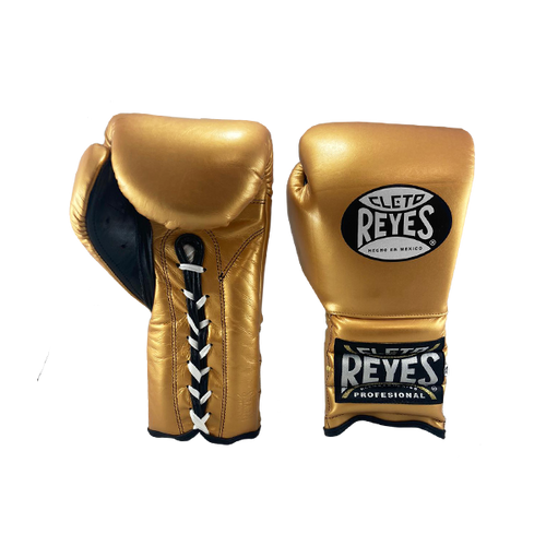 Cleto Reyes Lace Up Training Gloves Gold Color FIGHT 2 FINISH