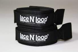 MIDNIGHT BLACK (WHITE LOGO) LACE N LOOP STRAPS (PAIR)