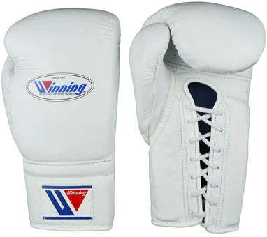 WINNING LACE-UP BOXING GLOVES - WHITE